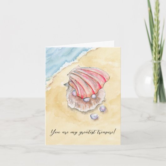 Romantic Pearls in Clam Valentines Day Kaart (Voorkant)