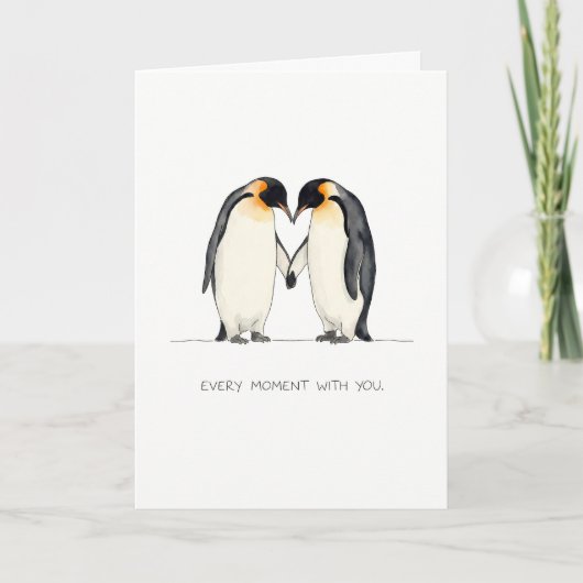 Romantic Penguin Couple Greeting Card Kaart (Voorkant)