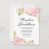 Romantic Peonies en Hydrangea Wedding Invitations Kaart (Voorkant)