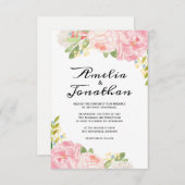 Romantic Peonies en Hydrangea Wedding Invitations Kaart (Voorkant / Achterkant)