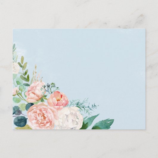 Romantic Peonies Light Blue Date Night Idee Kaarte Briefkaart (Achterkant)