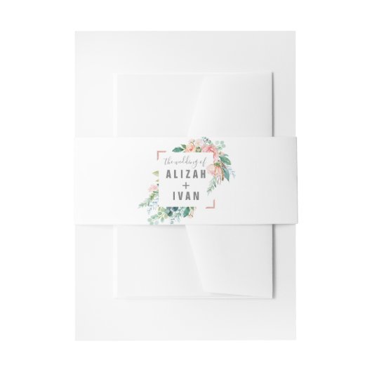 Romantic Peonies Wedding Belly Band Uitnodigingen Wikkel (Voorkant Voorbeeld)