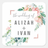 Romantic Peonies Wedding Envelope zegels (Voorkant)