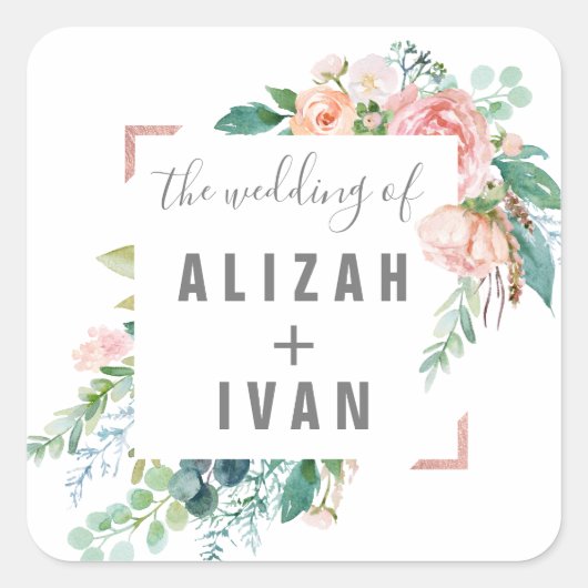 Romantic Peonies Wedding Envelope zegels (Voorkant)