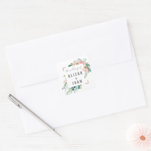 Romantic Peonies Wedding Envelope zegels (Envelop)