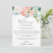 Romantic Peonies Welcome Letter & Itinerary Programmakaart (Staand voorkant)