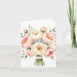Romantic Peony Bouquet with Diamond Ring Notitiekaartje