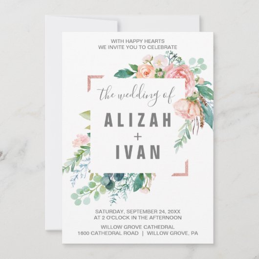 Romantic Peony drijft het huwelijk van Kaart (Voorkant)