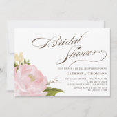 Romantic Peony Flower Bridal Shower Invitation Kaart (Voorkant)