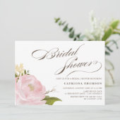 Romantic Peony Flower Bridal Shower Invitation Kaart (Staand voorkant)