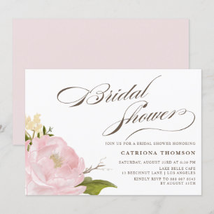 Romantic Peony Flower Bridal Shower Invitation Kaart