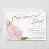 Romantic Peony Flower Engagament Party Kaart (Voorkant)