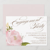 Romantic Peony Flower Engagament Party Kaart (Voorkant / Achterkant)