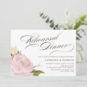 Romantic Peony Flower Rehearsal Dinner Invitation Kaart (Staand voorkant)