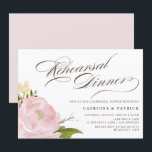 Romantic Peony Flower Rehearsal Dinner Invitation Kaart<br><div class="desc">Whimsical-uitnodiging met prachtige waterverf illustraties van pinda's en roos. Dit is een deel van een trouwsuite. Overeenkomende objecten zijn beschikbaar.</div>