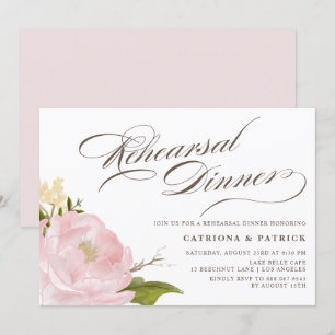 Romantic Peony Flower Rehearsal Dinner Invitation Kaart