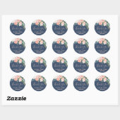 Romantic Peony Flowers | Blauw Dank u wel Ronde Sticker (Vel)