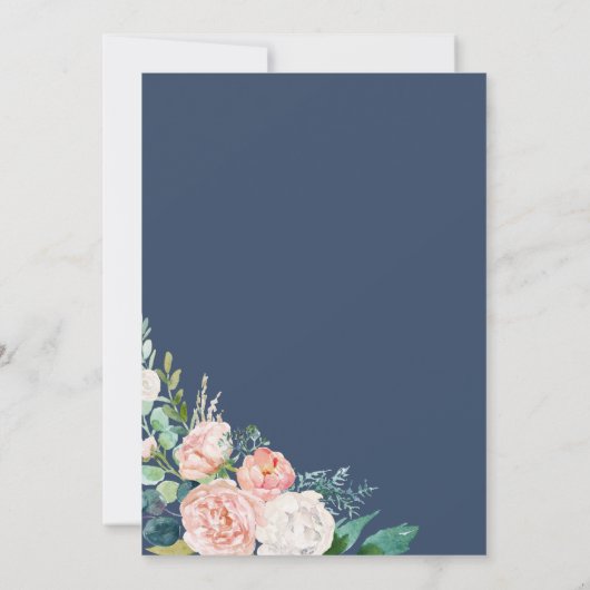 Romantic Peony Flowers | Blauw de bruiloft van Kaart (Achterkant)