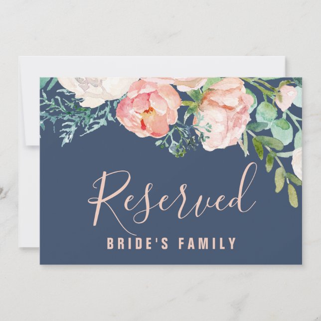 Romantic Peony Flowers | Blauw gereserveerde teken (Voorkant)