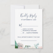Romantic Peony Flowers Blue Song Request RSVP Card (Voorkant)