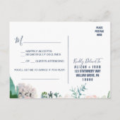 Romantic Peony Flowers | Blue Song Request RSVP Uitnodiging Briefkaart (Achterkant)