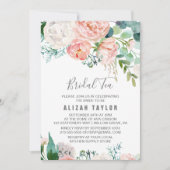 Romantic Peony Flowers Bridal Tea Kaart (Voorkant)