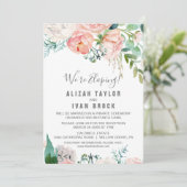 Romantic Peony Flowers Elopement Reception Kaart (Staand voorkant)