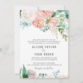 Romantic Peony Flowers Formal Wedding Kaart (Voorkant)