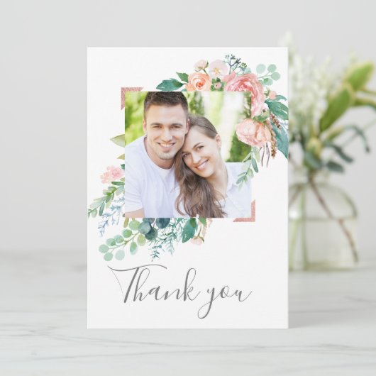 Romantic Peony Flowers Foto bedankt (Staand voorkant)