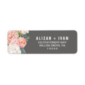 Romantic Peony Flowers | Grijze bruiloft Etiket (Voorkant)