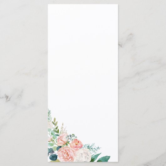 Romantic Peony Flowers Kaart menu (Achterkant)