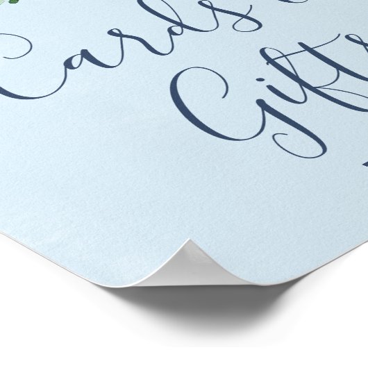 Romantic Peony Flowers | Licht blauwe Kaarten en c Poster (Hoek)