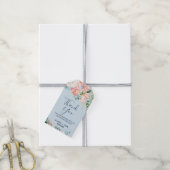 Romantic Peony Flowers Light Blue Hartelijk dank Cadeaulabel (Met Touw)