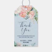 Romantic Peony Flowers Light Blue Hartelijk dank Cadeaulabel (Achterkant)