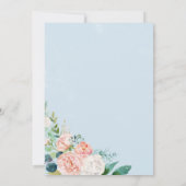 Romantic Peony Flowers | Light Blue Wedding Invita Kaart (Achterkant)
