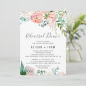 Romantic Peony Flowers Rehearsal Dinner Kaart (Staand voorkant)