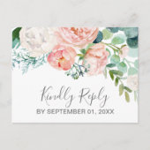 Romantic Peony Flowers Song Request RSVP Briefkaar Uitnodiging Briefkaart (Voorkant)