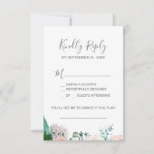 Romantic Peony Flowers Song Request RSVP Card (Voorkant)