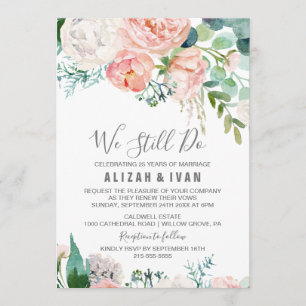Romantic Peony Flowers Vow Renewal Kaart