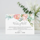 Romantic Peony Flowers Weddenschap goed Informatiekaartje (Staand voorkant)