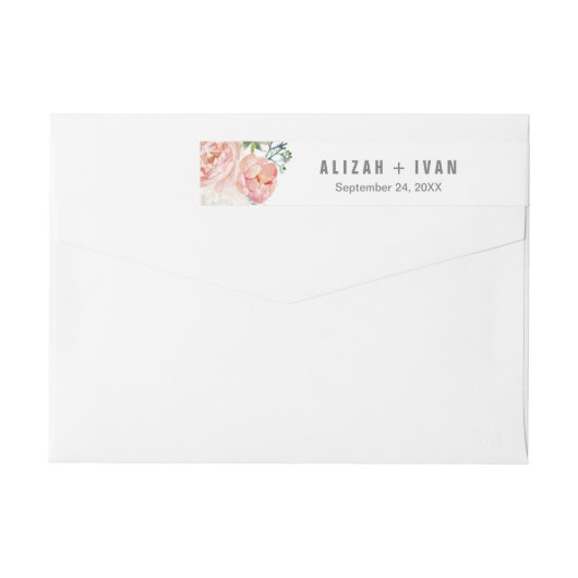 Romantic Peony Flowers Weddenschap Wrap rond label (Achterkant)