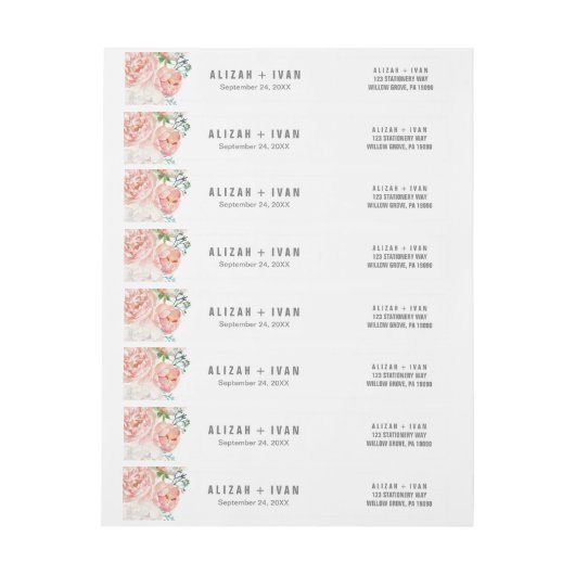 Romantic Peony Flowers Weddenschap Wrap rond label (Vel)