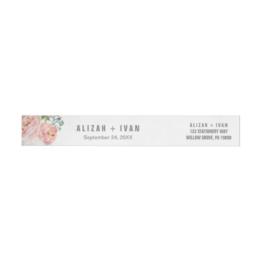 Romantic Peony Flowers Weddenschap Wrap rond label (Individueel)