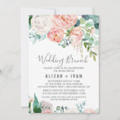 Romantic Peony Flowers Wedding Brunch Kaart (Voorkant)