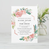 Romantic Peony Flowers Wedding Kaart (Staand voorkant)