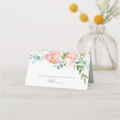 Romantic Peony Flowers Wedding Plaatskaartje (Voorkant)