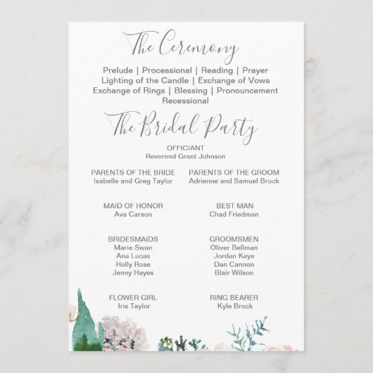 Romantic Peony Flowers Wedding Programme Programmakaart (Achterkant)