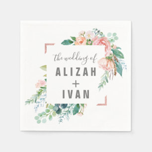 Romantic Peony Flowers Wedding Servet