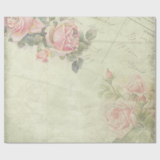 Romantic Peony Wrapping Paper Roll Cadeaupapier (Vlak)