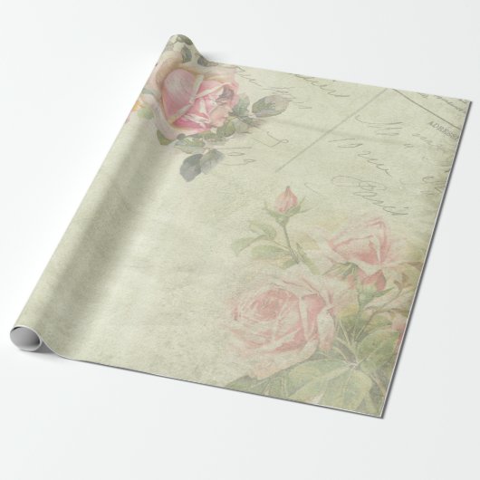 Romantic Peony Wrapping Paper Roll Cadeaupapier (Uitgerold)